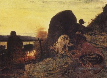 remorqueurs de barges à l’incendie 1872 Ilya Repin Peinture à l'huile